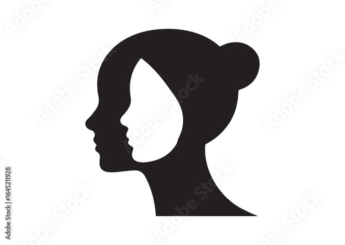 Woman heads in profile silhouette vector illustration