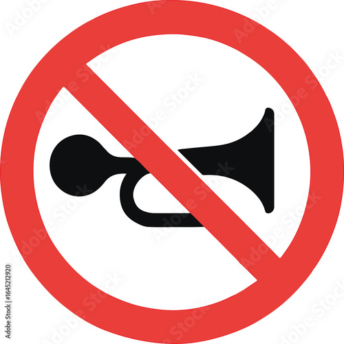 Prohibition of Horn Use A Common Roadside Sign Indicating No Honking is Allowed on this Stretch of Road