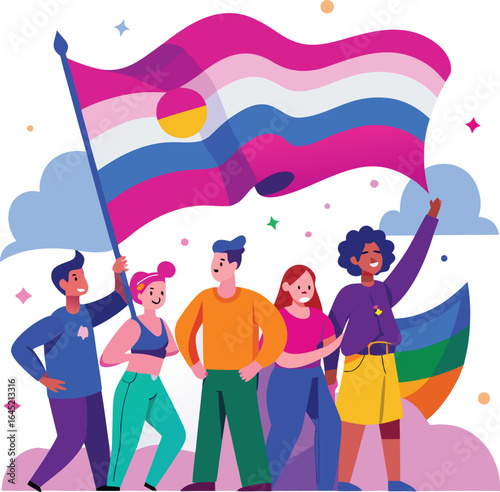 Bi Pride Flag and Celebration – Celebrate Bisexuality Day Illustration