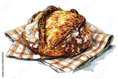 Realistic Watercolor Illustration of Freshly Baked Bread isolated