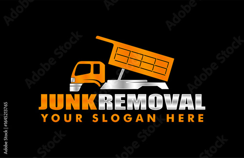 illustration vector graphic of junk removal solution services logo design template