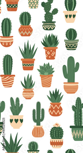 Charming potted cactus and succulent plant collection vibrant desert flora
