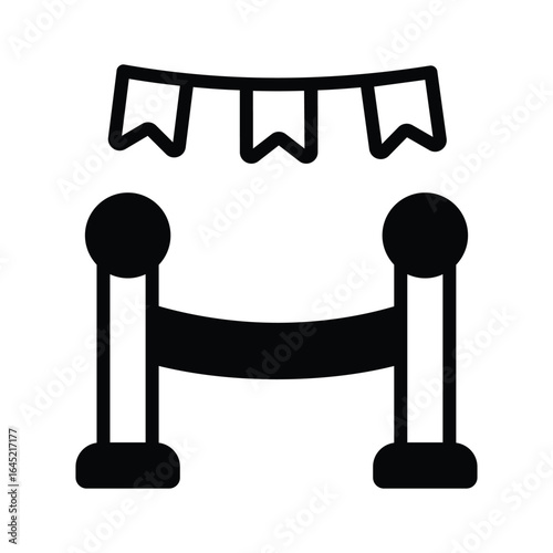 A glyph style icon showing entrance rope poles