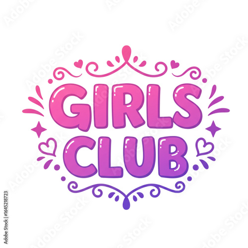 Empowering girls club design for t-shirts and merchandise, celebration of friendship and inclusivity
