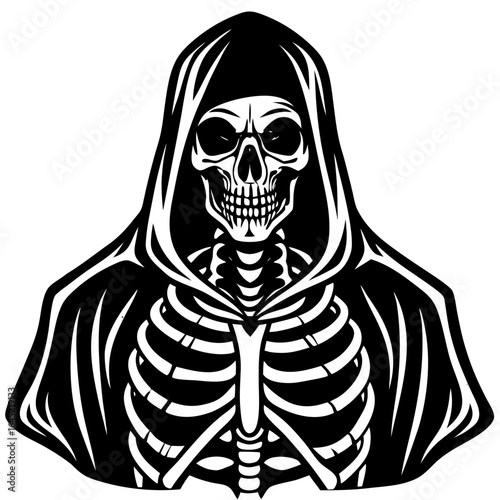 Hooded Skeleton Vector Art, Skull and Hoodie Illustration, Streetwear Graphic