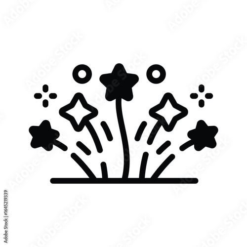 A filled icon depicting night fireworks celebration
