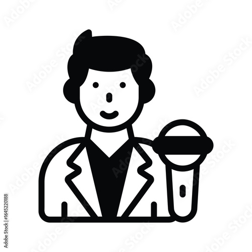 A glyph icon showing singer performing at event