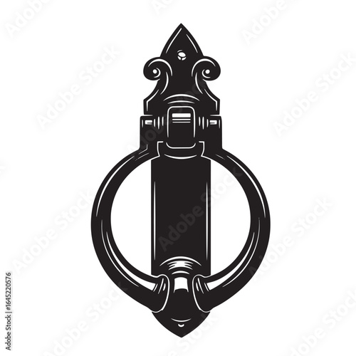 Elegant vintage door knocker decorative metal vector illustration isolated on white
