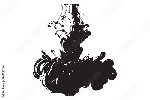 A striking vector illustration of an apple silhouette created by colliding black and white paint splashes, forming a unique art pattern