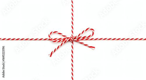 Red twine rope isolated,christmas package decor string with bow 01