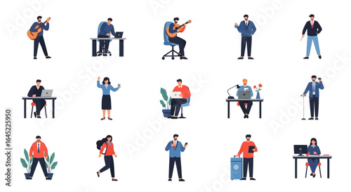 Wallpaper Mural Vector Collection of People Engaged in Various Activities Torontodigital.ca