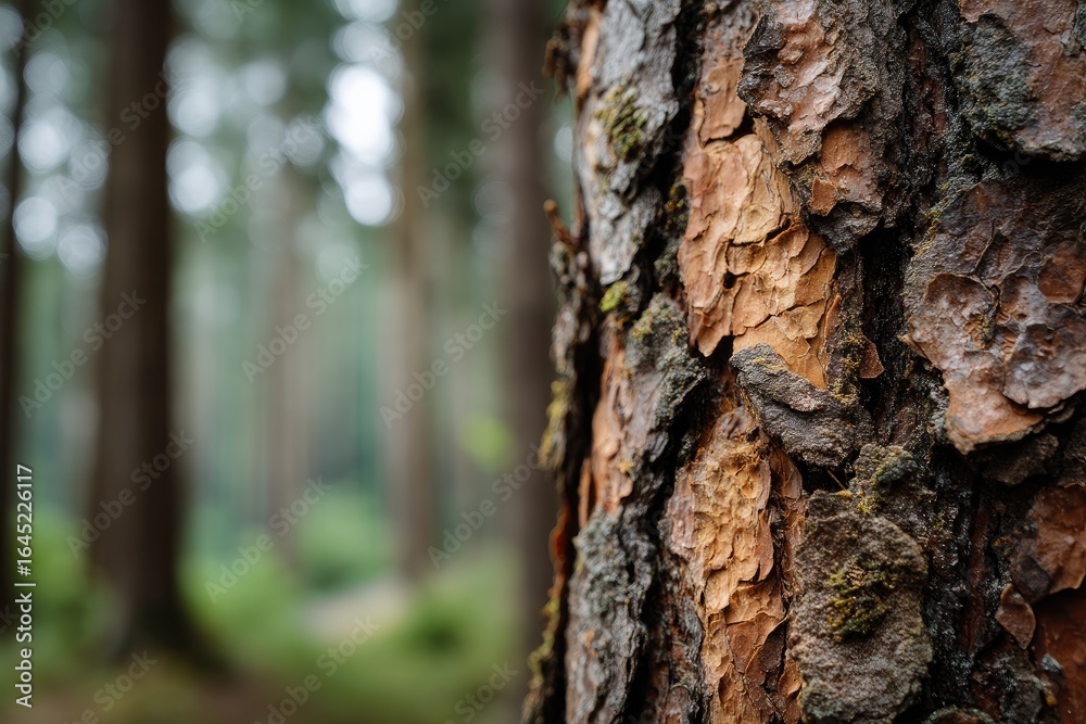 Obraz premium Close-up pine tree bark, forest background