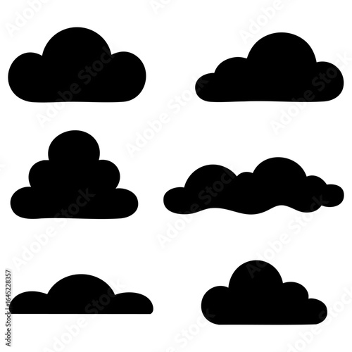 set of 6 clouds vector