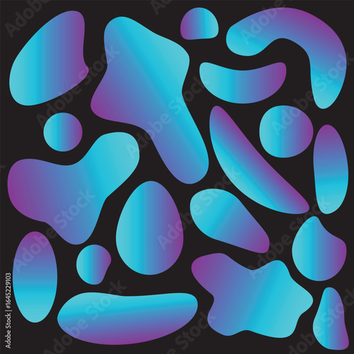 Abstract Organic Shapes in Gradient Style Blue and Purple Colors Decorative Background for Design Concepts. design elements