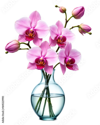 Pink Orchid Bouquet in Clear Glass Vase