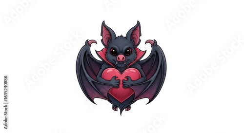 Adorable Pixel Art Bat Holding a Heart