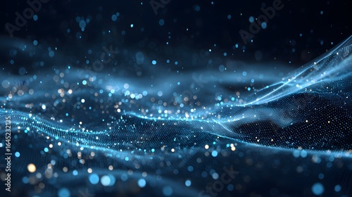 Digital abstract design of flowing particles.