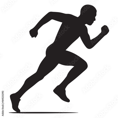 Vector illustration of a black silhouette of a running man, a sprinter or athlete in action