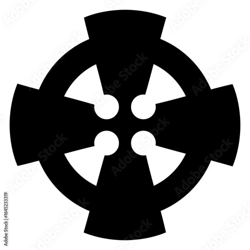 Logo del día de San Patricio. Símbolo religioso. Icono con silueta de cruz celta rodeada por un círculo	