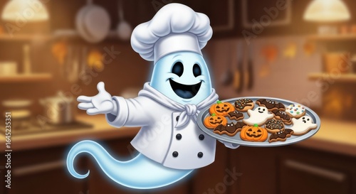 Friendly Ghost Chef Presents Spooky Halloween Cookies