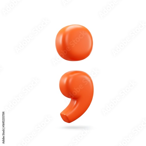 3D Orange Semicolon Punctuation Symbol