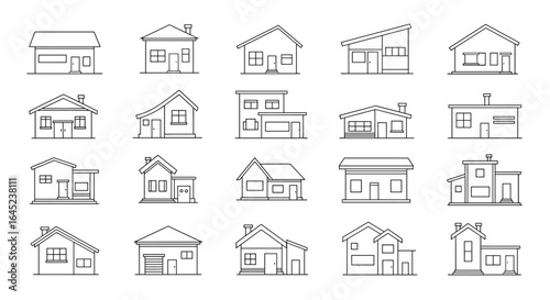 A collection of diverse architectural house designs and home styles showcasing various residential structures