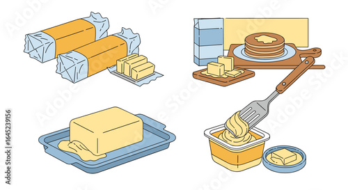Delicious golden butter presented in various forms for culinary delights and enjoyment