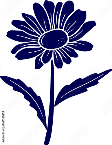 blue Daisy flower silhouette on white. Blue flower illustration floral daisy vector