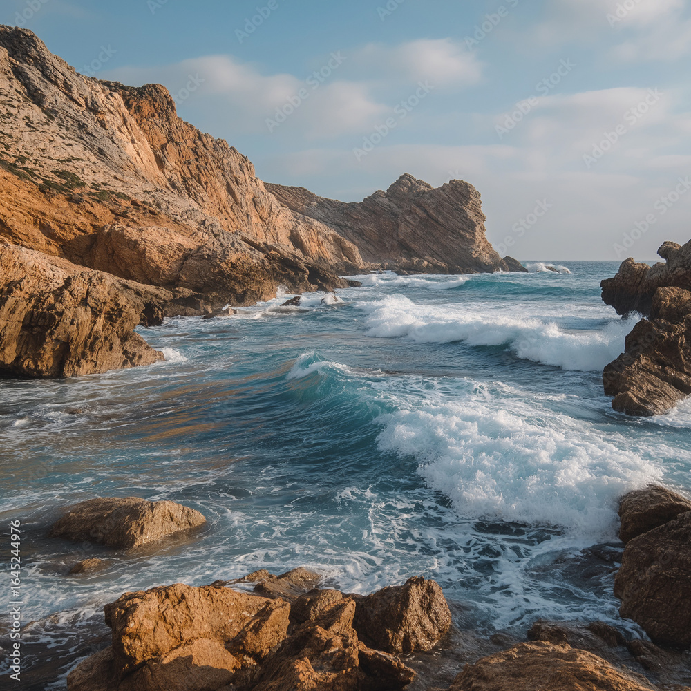 Obraz premium waves crashing on rocks