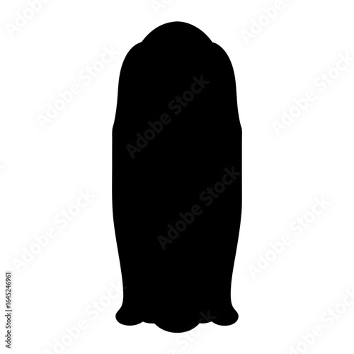 Black silhouette of an unopened flower on a white background isolated