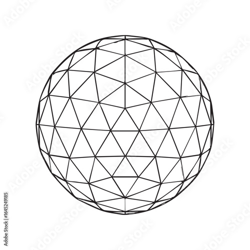 Geodesic Dome and Polygonal Structure Line Art Vector

