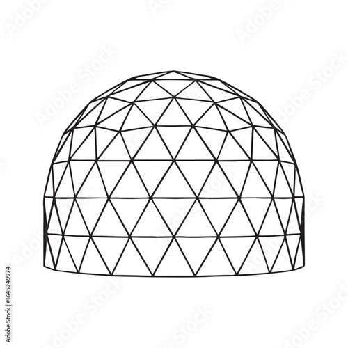 Geodesic Dome and Polygonal Structure Line Art Vector

