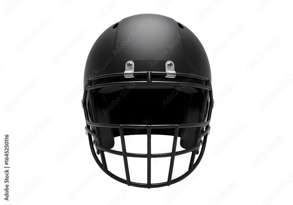 Fototapeta premium Matte Black Football Helmet A Striking Visual on transparent background
