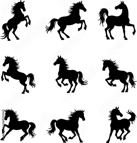 Horse Silhouette Collection Running and Walking" Vector Bundle