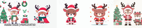reindeer vector in Christmas costume
