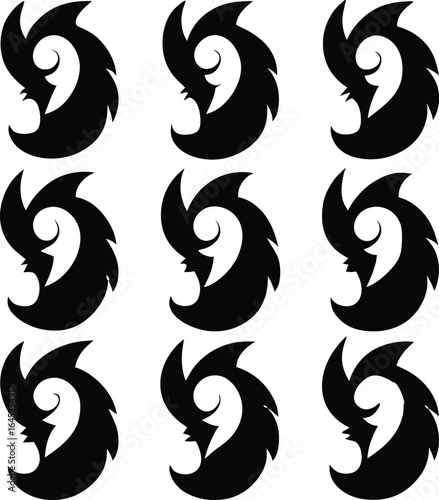 Abstract Black and White Pattern: Swirling Graphic Design Elements, Repeating Motif, Modern Art