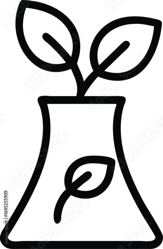 Thin line bioenergy plant icon silhouette isolated on white background
