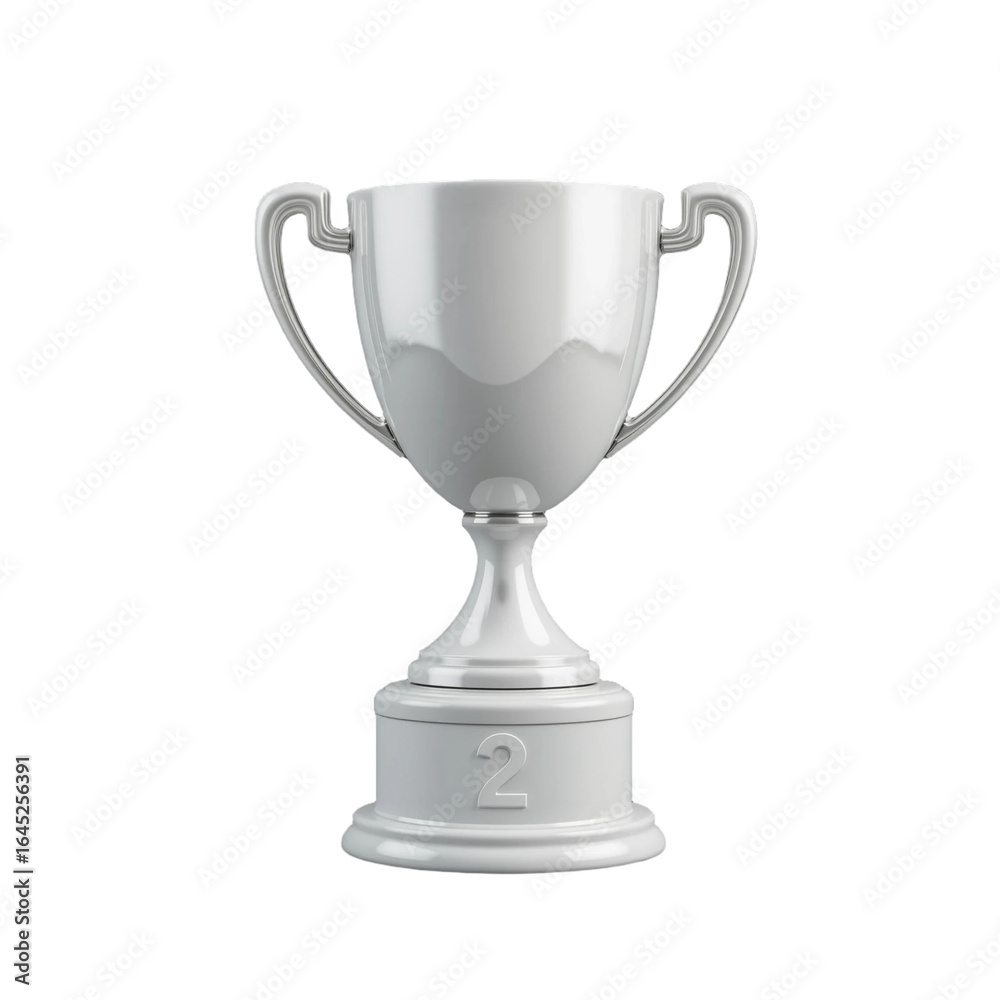Glossy 3D silver trophy cup icon, symbolizing achievement, excellence, victory, and competition success, perfect for awards and recognition themes, isolated on white Glossy 3D silver trophy cup icon, symbolizing achievement, excellence, victory, and competition success, perfect for awards and recognition themes, isolated on white