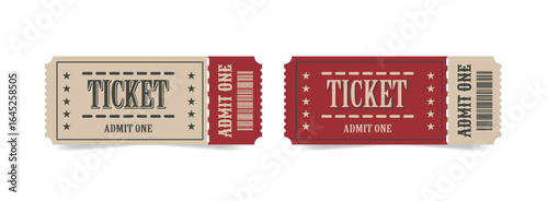 Retro ticket design template. Admit one. Ticket for cinema, movie, circus, carnival, film, festival, etc.