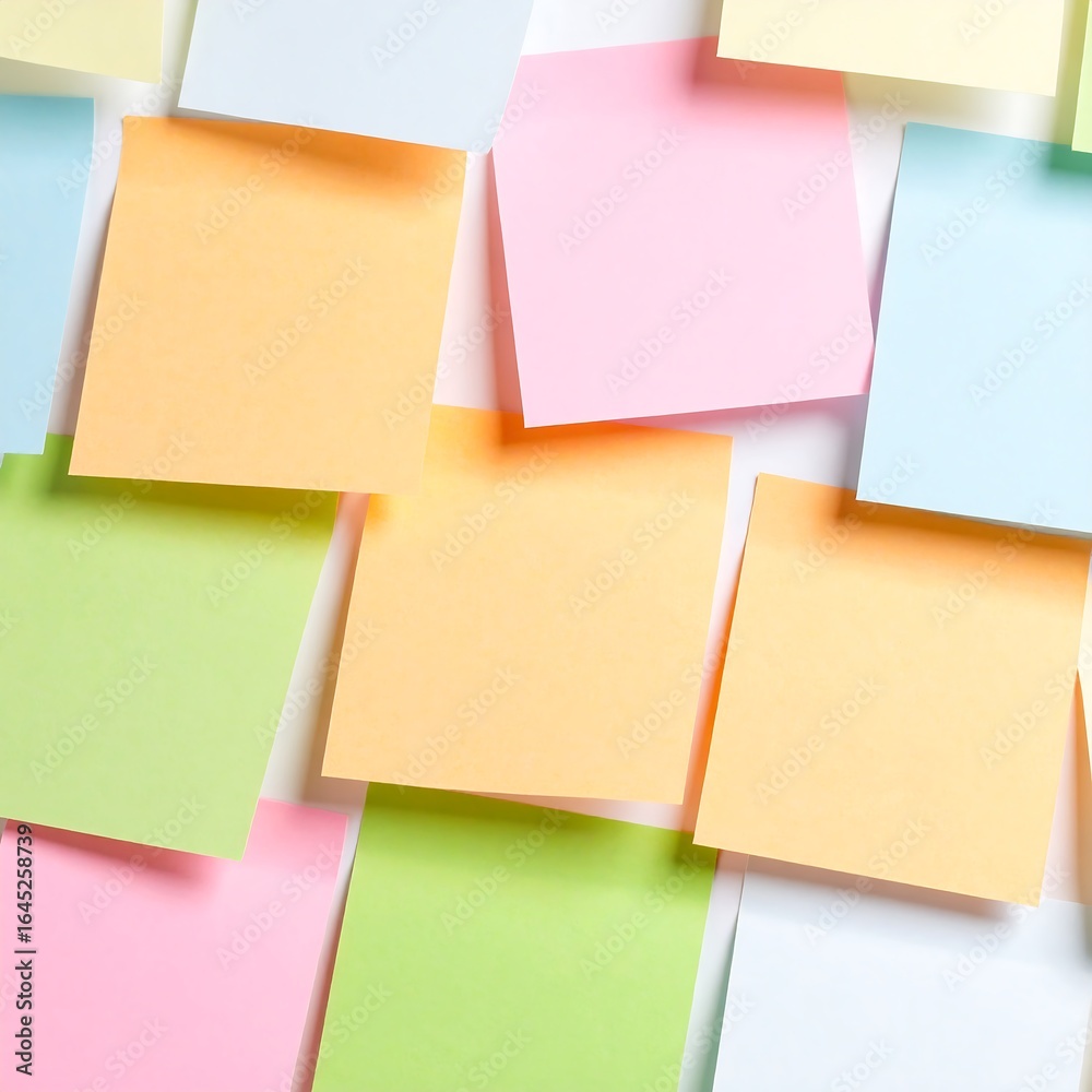 Fototapeta premium Colorful sticky notes on a white surface