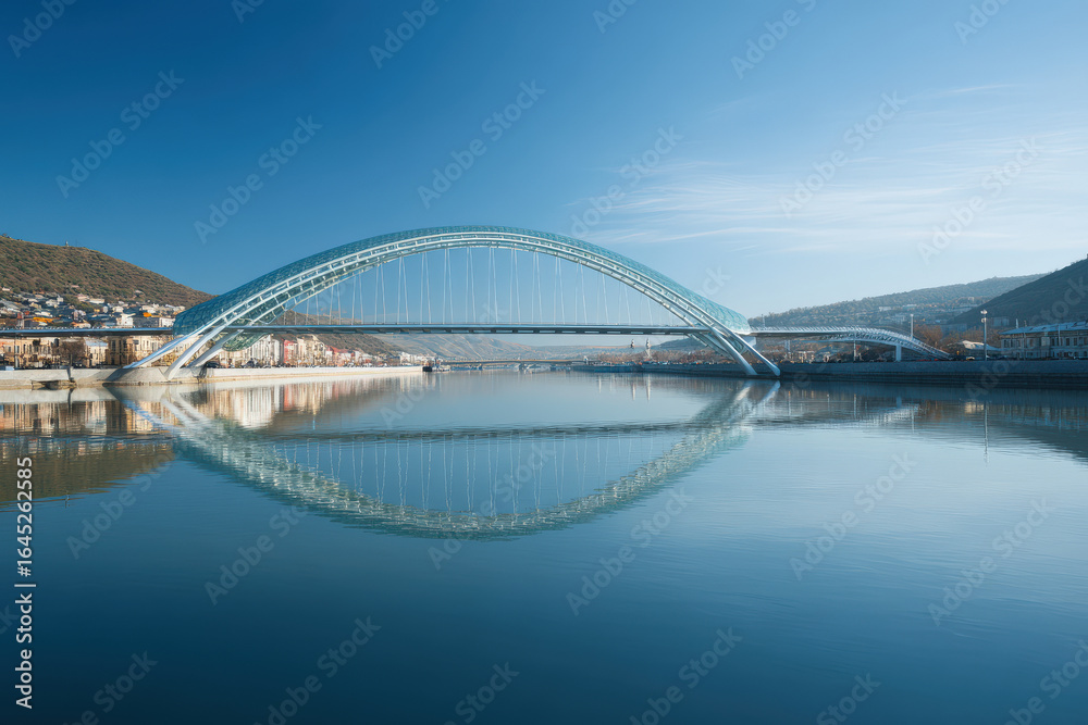 Fototapeta premium stunning view of top cis cities featuring unique bridges and their reflections free of people