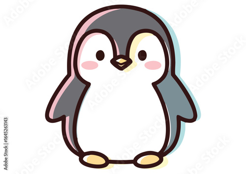 Cute cartoon penguin character illustration with a happy expression on white background