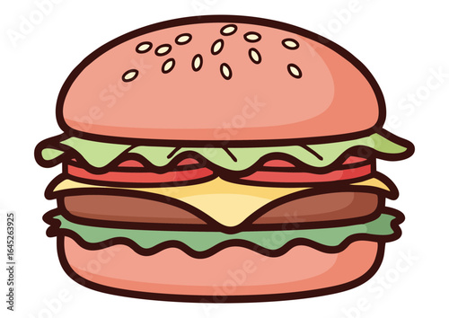 Delicious cheeseburger with fresh ingredients and vibrant colors 