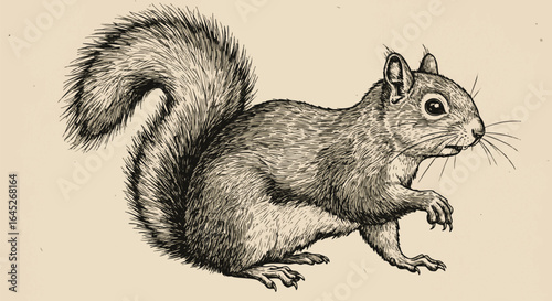 Detailed Illustration of a Squirrel Depicted in a Natural, Hand-Drawn Artistic Style