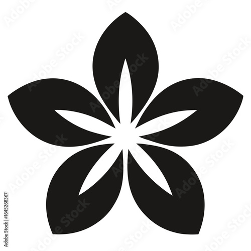 Stylized black five petal flower icon