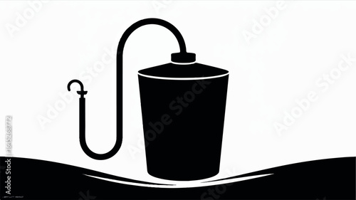 Clean silhouette illustration of a modern water filtration system for home use