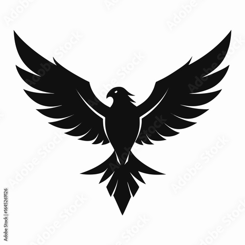 Stylized black eagle silhouette with wings spread wide