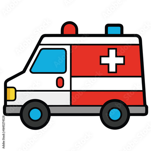 Ambulance icon on white background for emergency services