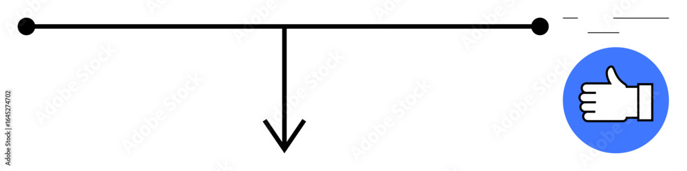 Approval concept with a blue thumbs-up icon, straight line, and downward arrow. Ideal for decision flow, feedback, user experience, approval process, usability, guidance and simple landing page Approval concept with a blue thumbs-up icon, straight line, and downward arrow. Ideal for decision flow, feedback, user experience, approval process, usability, guidance and simple landing page