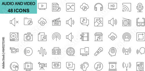Modern audio and video technology icons and graphics